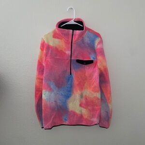 Tye Dye Pacsun Sherpa cute winter long sleeve cozy jacket beachy travel sweater